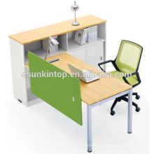 Usado escritório único estação de trabalho de madeira de pêssego e estofados brancos quentes, Fábrica de móveis de escritório (JO-4049-1)